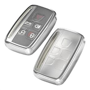 TANGSEN Smart Key Fob Case Cover Compatible with Land Rover Range Rover Discovery EVOQUE LR2 LR4 Sport 6 Button Keyless Entry Remote TPU Transparency Frosted Key Shell