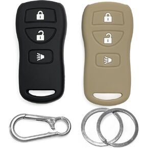 2pcs Click&Fit Silicone Key Fob Covers Compatible with Nissan Frontier 2002-2017, Rogue Sentra Versa Titan Murano Pathfinder, Infiniti FX35/45 QX4 – Car Remote Key Rubber case 3-Butto, Black&Grey