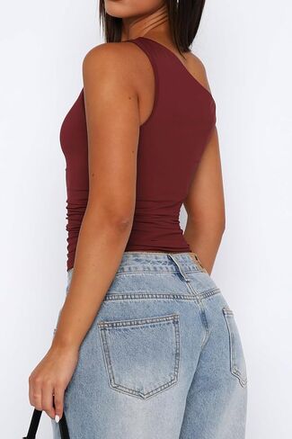 Off The Shoulder Tops for Women - Double Lined Tank Top Crop Cute Summer Trendy Sleeveless Going Out Ruched in Saudi Arabia