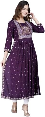 Women's Printed Rayon Naira Cut Kurta in Saudi Arabia