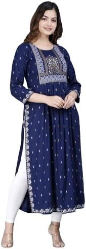 Women's Printed Rayon Naira Cut Kurta in Saudi Arabia