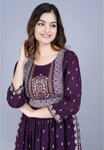 Women's Printed Rayon Naira Cut Kurta in Saudi Arabia