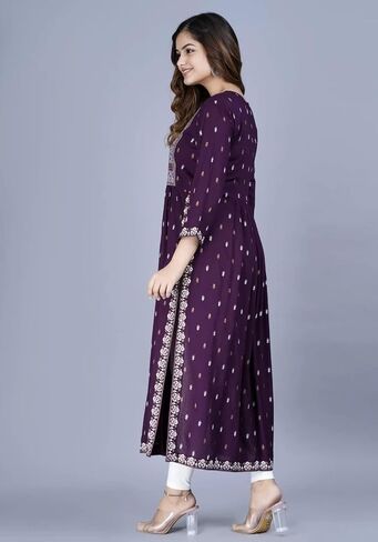 Women's Printed Rayon Naira Cut Kurta in Saudi Arabia