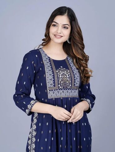 Women's Printed Rayon Naira Cut Kurta in Saudi Arabia