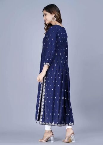 Women's Printed Rayon Naira Cut Kurta in Saudi Arabia