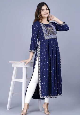 Women's Printed Rayon Naira Cut Kurta in Saudi Arabia