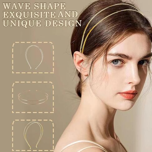 Elegant 4 Pack Cute Gold Double-Layer Metal Thin Hairbands. Elastic Hair Bands for Teens & Women Ideal For Parties And Special Occasions（2 Golden & 2 Silver） in Saudi Arabia