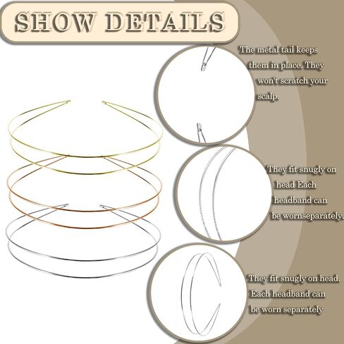 Elegant 4 Pack Cute Gold Double-Layer Metal Thin Hairbands. Elastic Hair Bands for Teens & Women Ideal For Parties And Special Occasions（2 Golden & 2 Silver） in Saudi Arabia