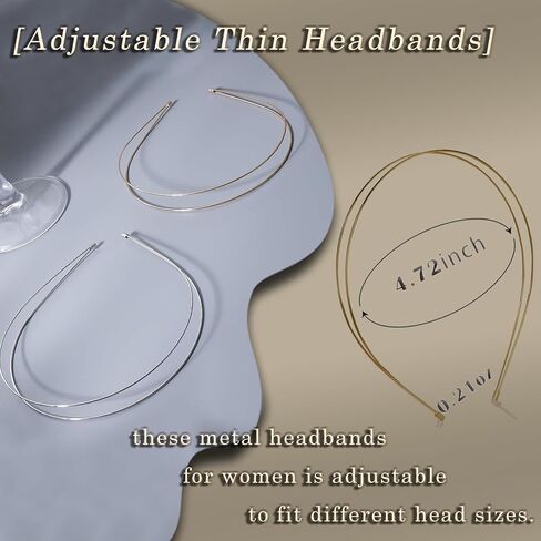 Elegant 4 Pack Cute Gold Double-Layer Metal Thin Hairbands. Elastic Hair Bands for Teens & Women Ideal For Parties And Special Occasions（2 Golden & 2 Silver） in Saudi Arabia