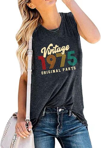 50th Birthday Gift Shirts for Women Vintage 1975 Original Parts Shirts Tank Tops Casual Sleeveless Birthday Tee Tops in Saudi Arabia