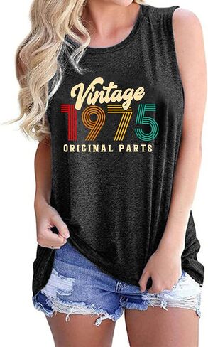 50th Birthday Gift Shirts for Women Vintage 1975 Original Parts Shirts Tank Tops Casual Sleeveless Birthday Tee Tops in Saudi Arabia
