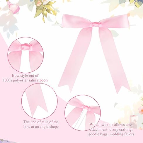 Riceshoot 24 Pcs Satin Ribbon Twist Tie Bows 5 x 7 Inch Large Decorating Ribbon Gift Bows Christmas Bows for Gift Wrapping Champagne Bottle Cake Treat Bag DIY Craft Wedding Birthday Party (Green) in Kuwait