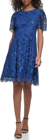 Jessica Howard Women's Lace Midi Dress with Flutter Sleeves and Boat Neck in Kuwait