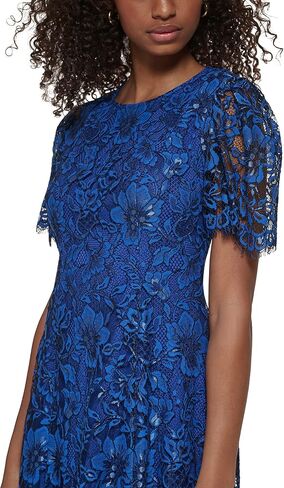 Jessica Howard Women's Lace Midi Dress with Flutter Sleeves and Boat Neck in Kuwait