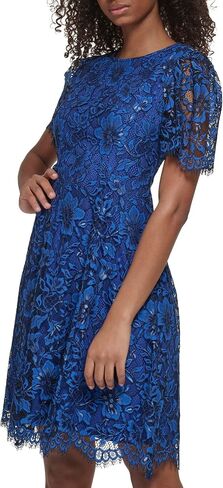 Jessica Howard Women's Lace Midi Dress with Flutter Sleeves and Boat Neck in Kuwait