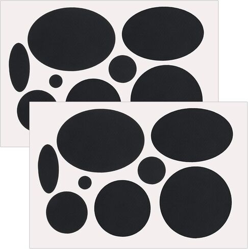 40 pcs Black Down Jacket Repair Patches, Nylon Patches Self Adhesive 5 Sheet, Fabric Patches Waterpfoof for Clothes, Tents, Puffer Jackets - Oval, Round - 0.36 in to 1.93 in in Saudi Arabia