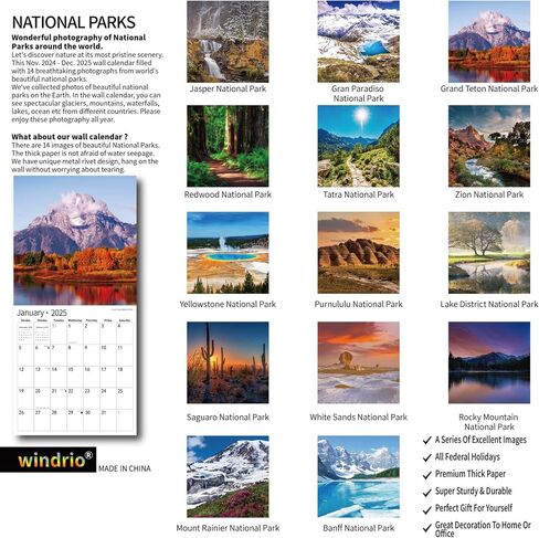 2025 Wall Calendar Funny Natures Dongs, November 2024 - December 2025, Funny Gag Gift for Adults, White Elephant Gift, 14-Month Organizer with D'ck Pics Nature Photos, 12" x 24" Opened in Kuwait