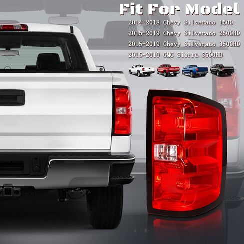 Tail Light Cover for 2014-2018 Chevy Silverado 1500, 2015-2019 Chevy Silverado 2500HD 3500HD, 2015-2019 GMC Sierra 3500HD, Pickup Driver and Passenger Side Rear Brake Signal Lamp Replacement in Kuwait