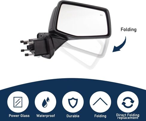 مرآة باب لسيارة Chevy/Chevrolet Silverado 1500 2019-2024 مع ثلاثة أغطية مزخرفة/تمهيدية/مطلية بالكروم قابلة للطي يدويًا مع ضوء إشارة الانعطاف زجاج النقطة العمياء 7 دبابيس جانب السائق الأيسر in Saudi Arabia