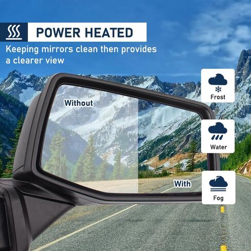 مرآة باب لسيارة Chevy/Chevrolet Silverado 1500 2019-2024 مع ثلاثة أغطية مزخرفة/تمهيدية/مطلية بالكروم قابلة للطي يدويًا مع ضوء إشارة الانعطاف زجاج النقطة العمياء 7 دبابيس جانب السائق الأيسر in Saudi Arabia