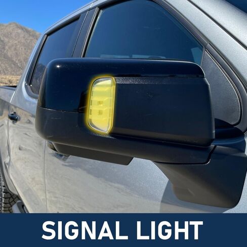 مرآة باب لسيارة Chevy/Chevrolet Silverado 1500 2019-2024 مع ثلاثة أغطية مزخرفة/تمهيدية/مطلية بالكروم قابلة للطي يدويًا مع ضوء إشارة الانعطاف زجاج النقطة العمياء 7 دبابيس جانب السائق الأيسر in Saudi Arabia