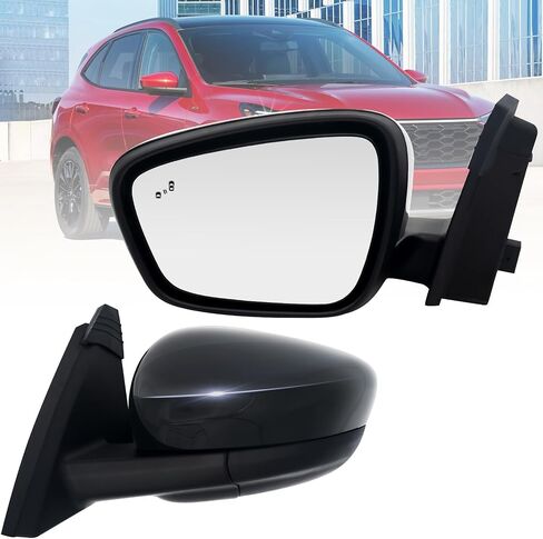 Driver Side Mirror Compatible With Ford Escape SE SEL 2020-2023 7-Pins With Heated With Blind Spot Dectection Power Glass Left Rear View Mirror/Without Signal Light/Gloss Black in Saudi Arabia