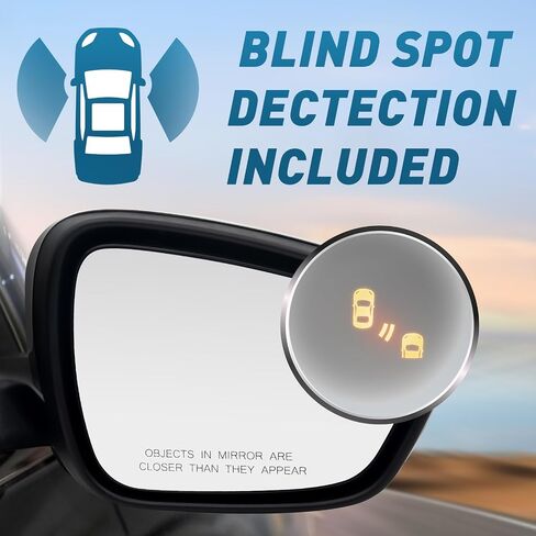 Driver Side Mirror Compatible With Ford Escape SE SEL 2020-2023 7-Pins With Heated With Blind Spot Dectection Power Glass Left Rear View Mirror/Without Signal Light/Gloss Black in Saudi Arabia