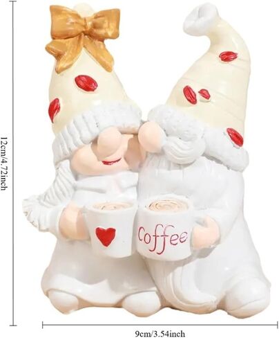 Cute Coffee Gnomes Figure Decorations Coffee Gifts Swedish Christmas Statue Decorations Home Kitchen Decor (White) in Saudi Arabia