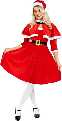 fun shack Santa Costume Women Dress, Women Santa Claus Costume, Cute Santa Costume for Women, Mrs Claus Costume for Women in Saudi Arabia