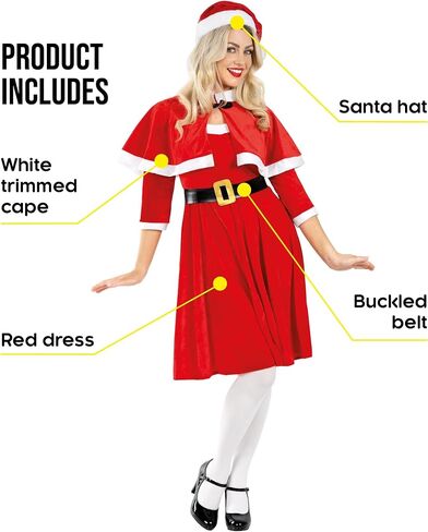 fun shack Santa Costume Women Dress, Women Santa Claus Costume, Cute Santa Costume for Women, Mrs Claus Costume for Women in Saudi Arabia