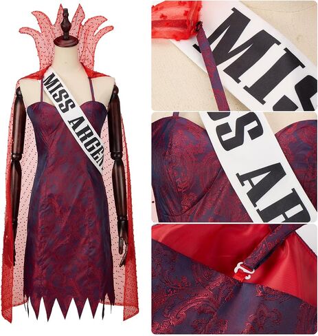 Miss Argentina Cosplay Costume Red Slip Dress with Shawl for Halloween Christmas Party in Saudi Arabia