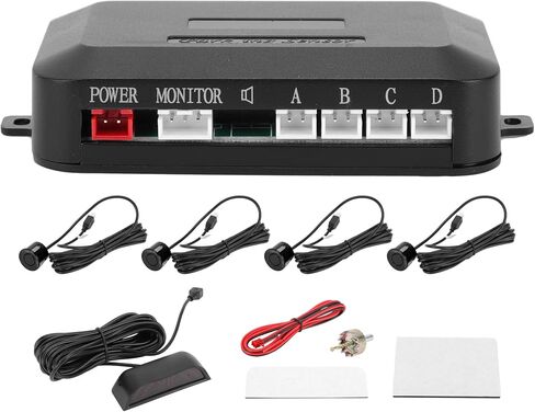 Auto Vehicle Reverse Backup Radar System LED Distance Display Reverse Parking Sensors Distance Detection 4 Parking Sensors Black in Saudi Arabia