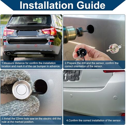 Auto Vehicle Reverse Backup Radar System LED Distance Display Reverse Parking Sensors Distance Detection 4 Parking Sensors Black in Saudi Arabia
