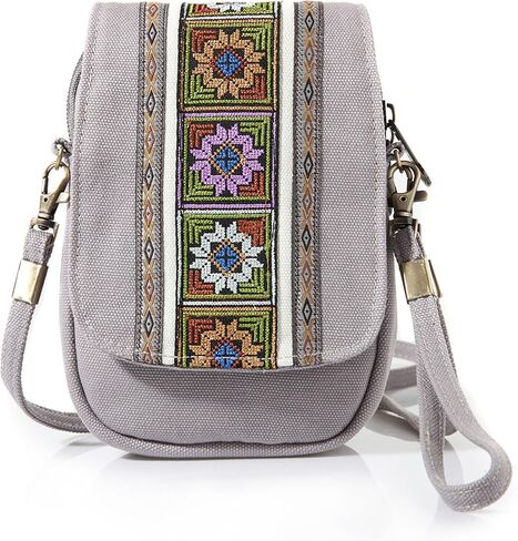 Goodhan Embroidery Canvas Crossbody Bag Cell phone Pouch Coin Purse for Women in Saudi Arabia