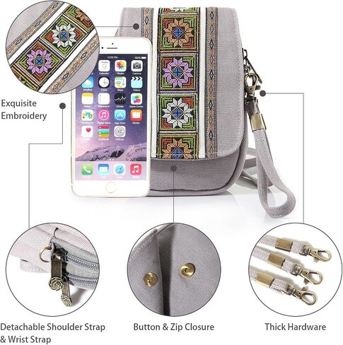 Goodhan Embroidery Canvas Crossbody Bag Cell phone Pouch Coin Purse for Women in Saudi Arabia