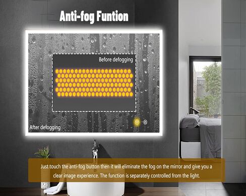 مرآة حمام LED مع أضواء من DECORAPORT، مرآة زينة للحمام مضاءة بإضاءة LED، مقاس 60 × 36 بوصة، قابلة للتعتيم، مرآة بلوتوث ذكية، مضادة للضباب، مرآة مكياج مع أضواء in Saudi Arabia