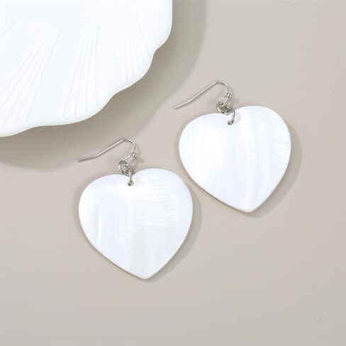 Heart Shaped Dangle Earrings for Women Handmade Shell Beads Drop Earrings for Mother's Day Valentine's Day Gift in Kuwait