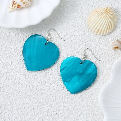 Heart Shaped Dangle Earrings for Women Handmade Shell Beads Drop Earrings for Mother's Day Valentine's Day Gift in Kuwait