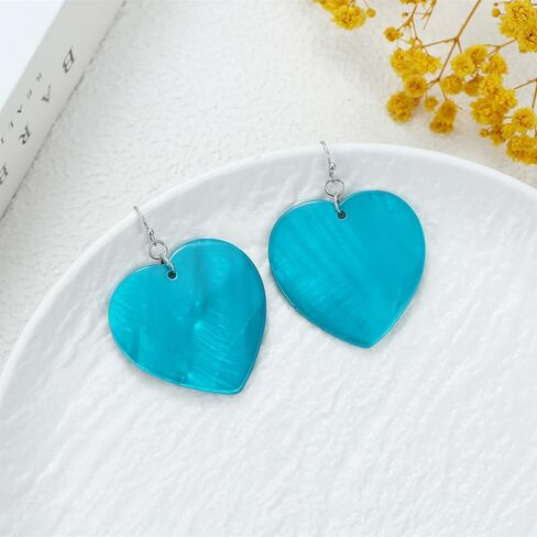 Heart Shaped Dangle Earrings for Women Handmade Shell Beads Drop Earrings for Mother's Day Valentine's Day Gift in Kuwait