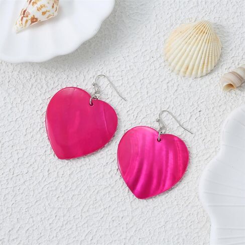 Heart Shaped Dangle Earrings for Women Handmade Shell Beads Drop Earrings for Mother's Day Valentine's Day Gift in Kuwait