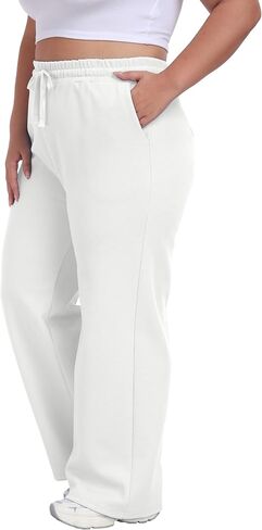 Cheapestbuy Women's Plus Size Wide Leg Sweatpants Stretchy Baggy Sweat Pants Loose Active Pants with Pockets in Saudi Arabia