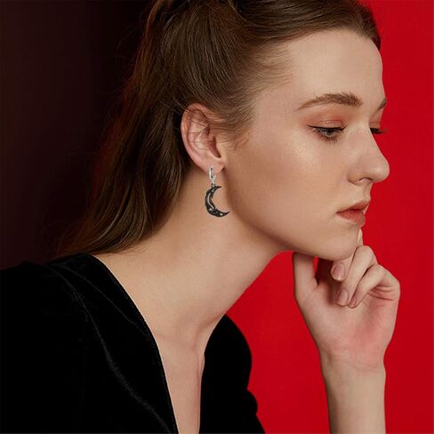 ANDPAI Unique Chic Abstract Hollow 14k Gold Asymmetry Moon Star Sun Dangle Drop Earrings Black Moon Hypoallergenic Huggie Hoop Earrings for Women Statement Jewelry Gifts in Saudi Arabia
