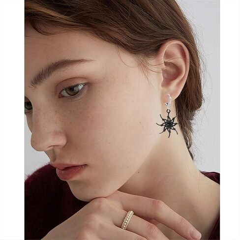 ANDPAI Unique Chic Abstract Hollow 14k Gold Asymmetry Moon Star Sun Dangle Drop Earrings Black Moon Hypoallergenic Huggie Hoop Earrings for Women Statement Jewelry Gifts in Saudi Arabia