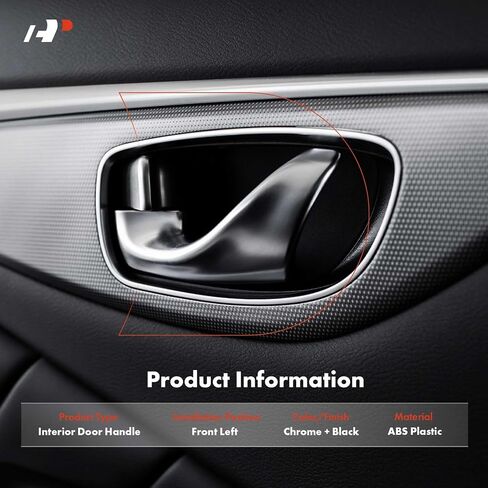 A-Premium Front Left Driver Side Interior Door Handle Compatible with Hyundai Accent 2018 2019 2020 2021 2022, Chrome Lever in Saudi Arabia