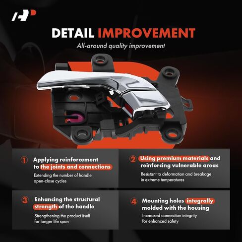 A-Premium Front Left Driver Side Interior Door Handle Compatible with Hyundai Accent 2018 2019 2020 2021 2022, Chrome Lever in Saudi Arabia