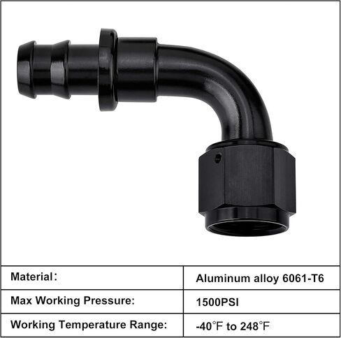 EVIL ENERGY 6AN 90 Degree Push Lock Hose Fitting End Black in Kuwait