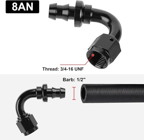 EVIL ENERGY 6AN 90 Degree Push Lock Hose Fitting End Black in Kuwait