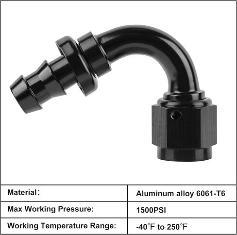 EVIL ENERGY 6AN 90 Degree Push Lock Hose Fitting End Black in Kuwait
