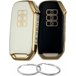 TPU Key Fob Cover Compatible with 2023 2022 Kia ev6 (Black/White)