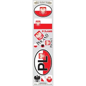 Poland 11 Stickers Set Polish Polska Flag Decals Bumper car auto Bike Laptop by Car Chrome Decals STS-PL